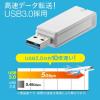 USBメモリ 32GB USB3.0 ホワイト スイング式 キャップレス ストラップ付き 名入れ対応