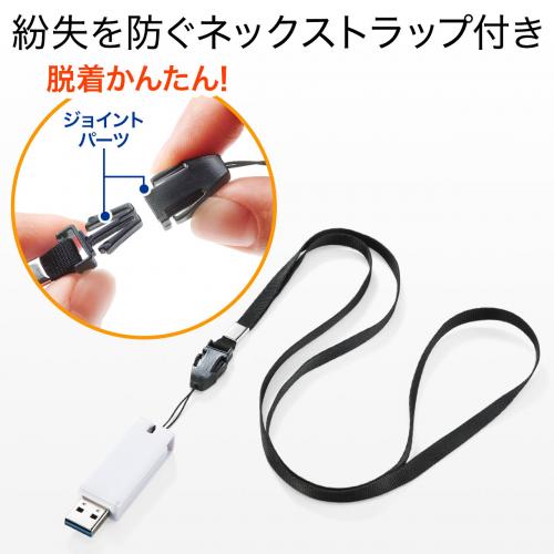 メモリダイレクト/USBメモリ 64GB USB3.0 ホワイト スイング式