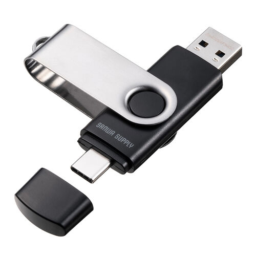 【アウトレット】USBメモリ 16GB USB A USB Type-C デュアルコネクタ USB 5Gbps スイング式 ネックストラップ付き