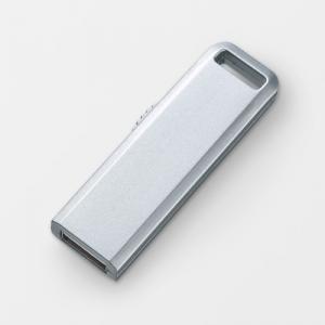 USBメモリ 2GB USB2.0 シルバー スライドタイプ ストラップ付 名入れ対応 サンワサプライ製