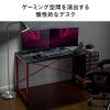 【在庫限り】ゲーミングデスク  幅120cm 奥行60cm カーボン調天板 レッドフレーム