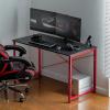 【在庫限り】ゲーミングデスク  幅120cm 奥行60cm カーボン調天板 レッドフレーム