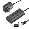 【在庫限り】スマホ充電ポート付きUSBハブ USB 3.2 Gen1 USB A×4 USB-C×1 USB Type-C変換アダプタ付き セルフパワー