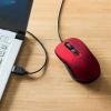 有線マウス USB Aコネクタ 5ボタン ブルーLEDセンサー レッド