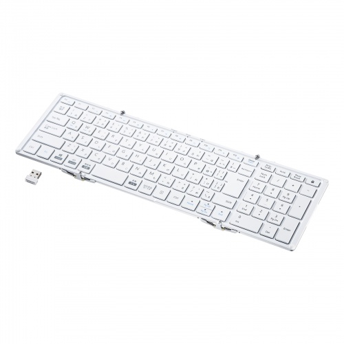 折りたたみ式 ワイヤレスキーボード USB Aレシーバー テンキーあり ホワイト