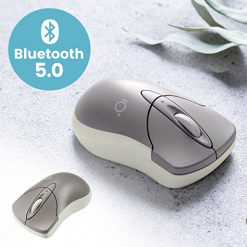 Bluetoothマウス 小型 3ボタン 静音ボタン マルチペアリング カウント切り替え グレージュ