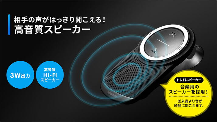 相手の声がはっきり聞こえる！高音質スピーカー！　3W出力、高音質Hi-Fiスピーカー。　音楽用のスピーカーを採用！従来品より音が綺麗に聞こえます。